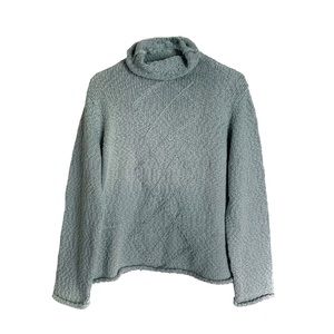 J.Jill Daydream Knitted Cotton Mock Cowl Neck Chunky Sweater with Rolled Hem